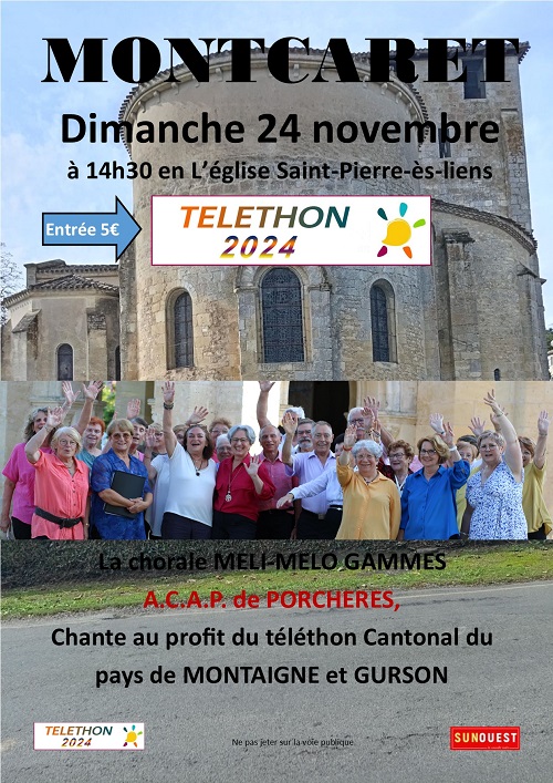 Concert à l'Eglise de Montcaret pour le Téléthon Cantonal.